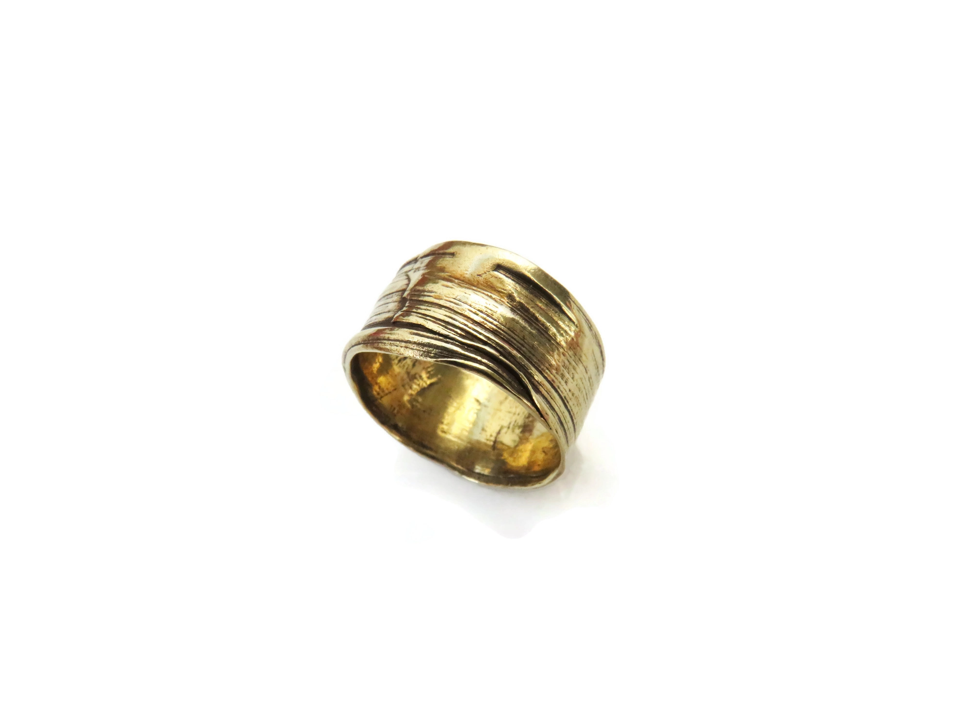 Wide Textured Bronze Ring