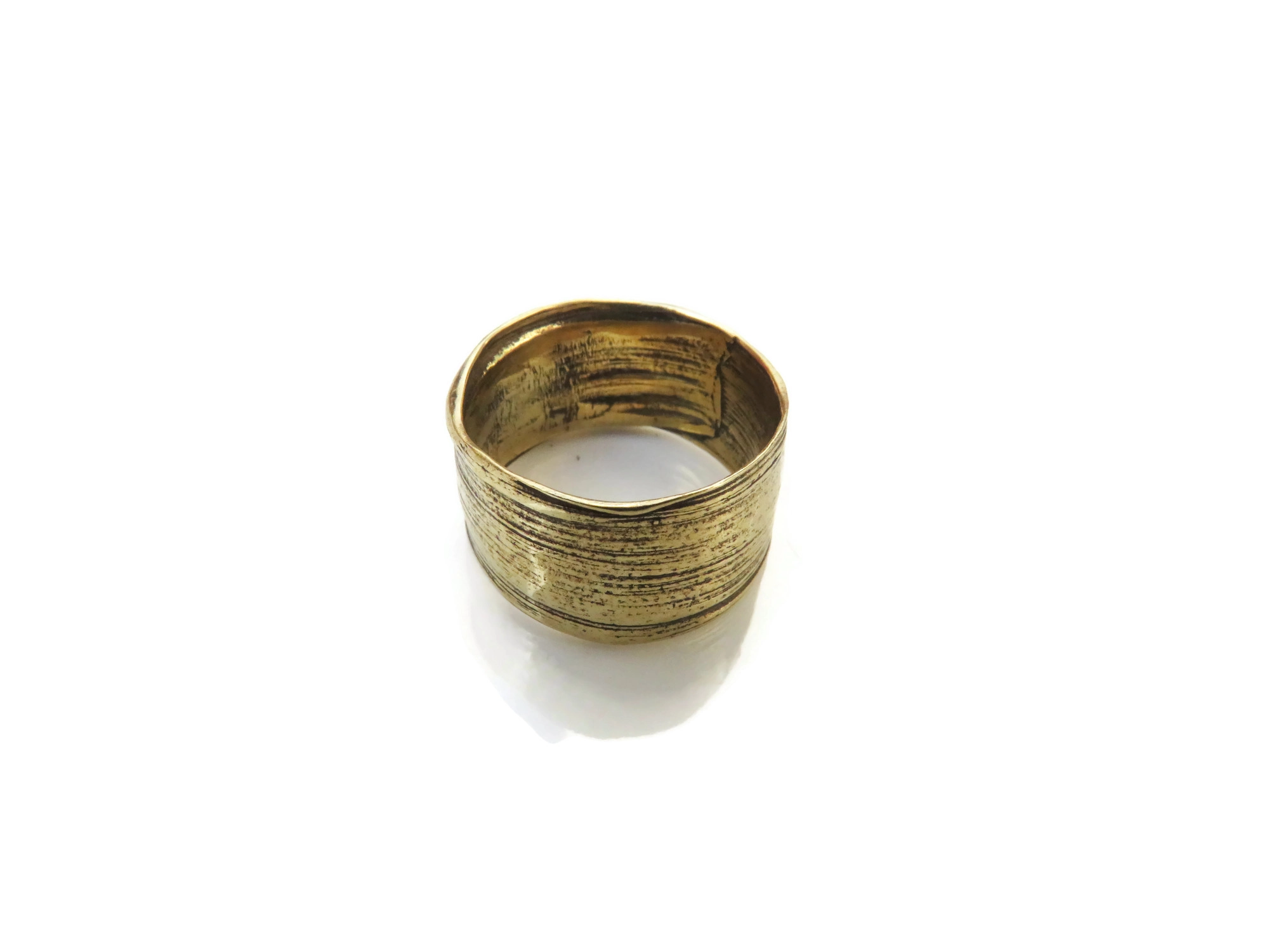 Wide Textured Bronze Ring