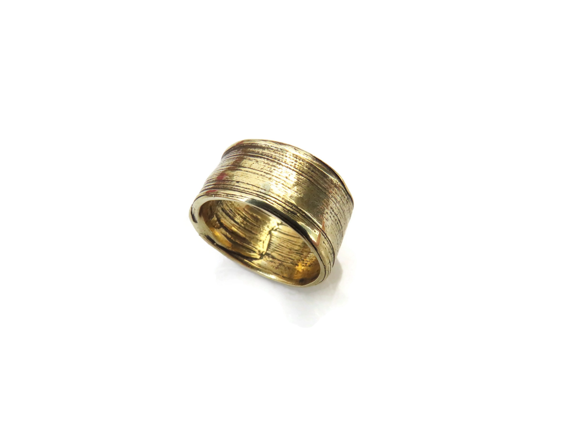 Wide Textured Bronze Ring