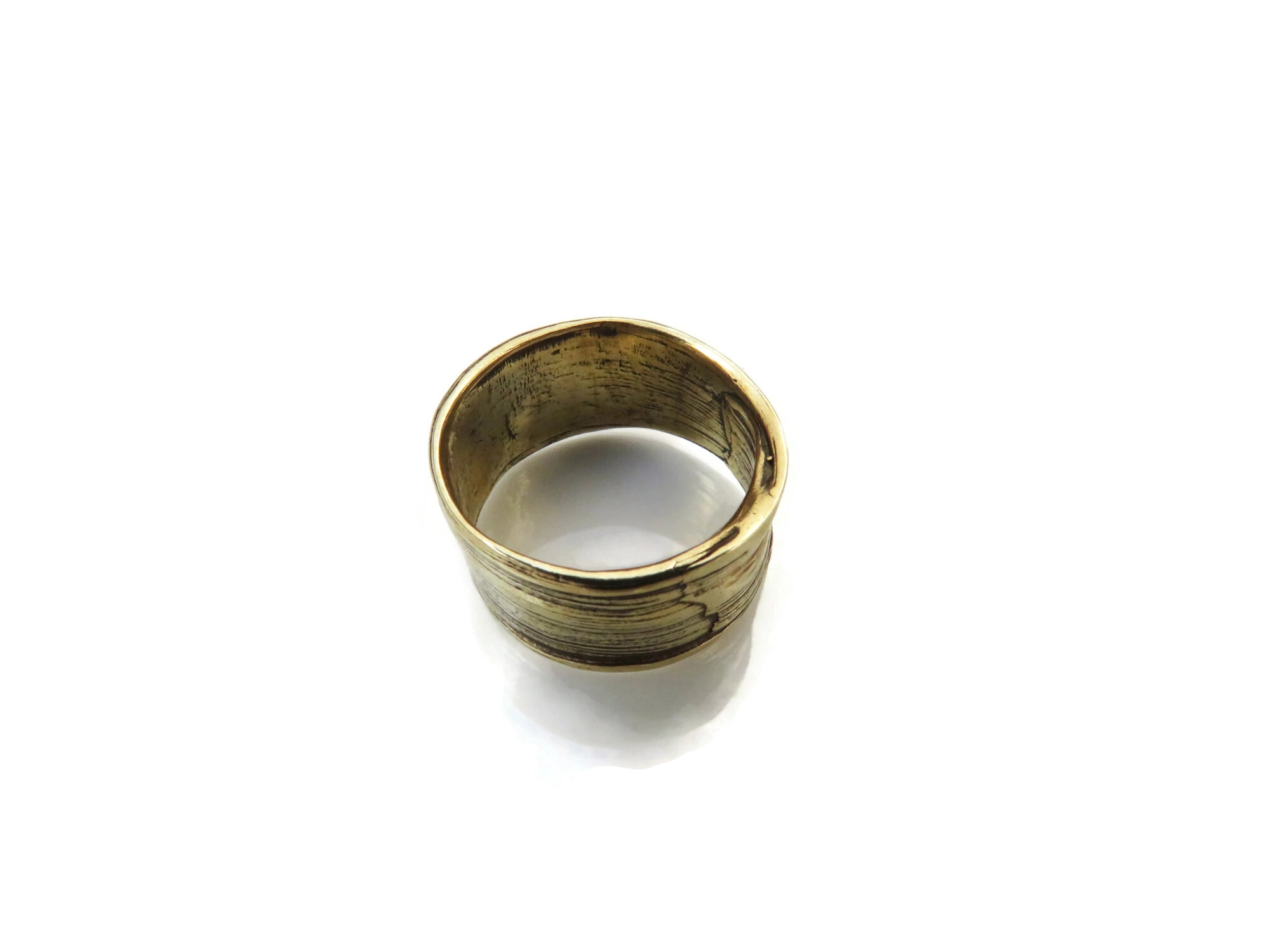 Wide Textured Bronze Ring