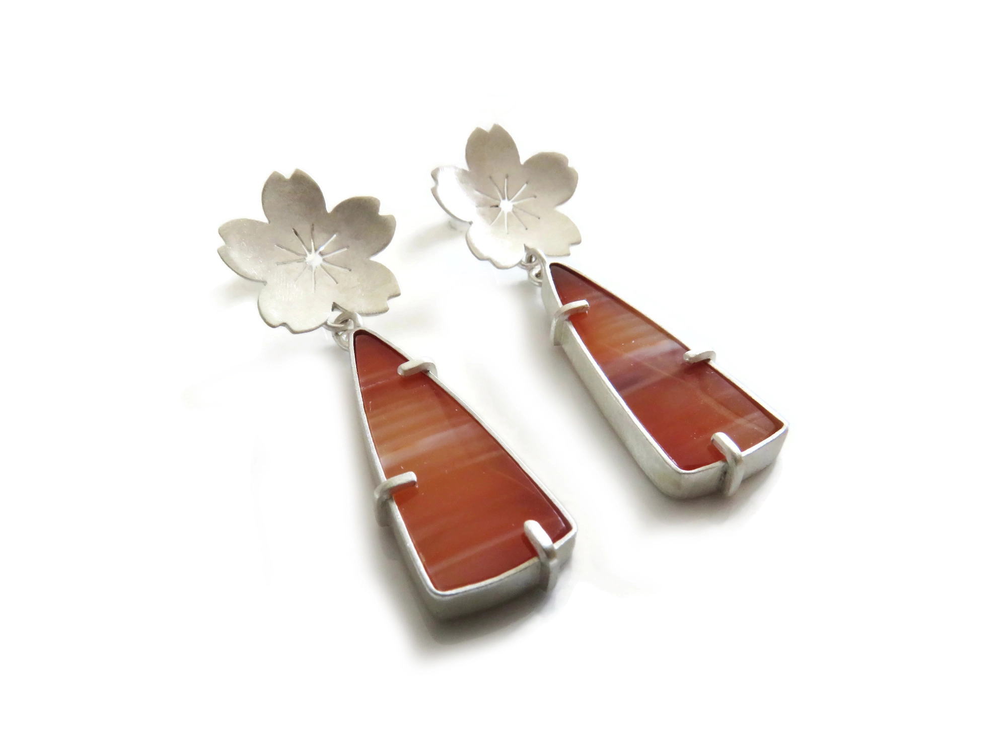 Carnelian Silver Earrings