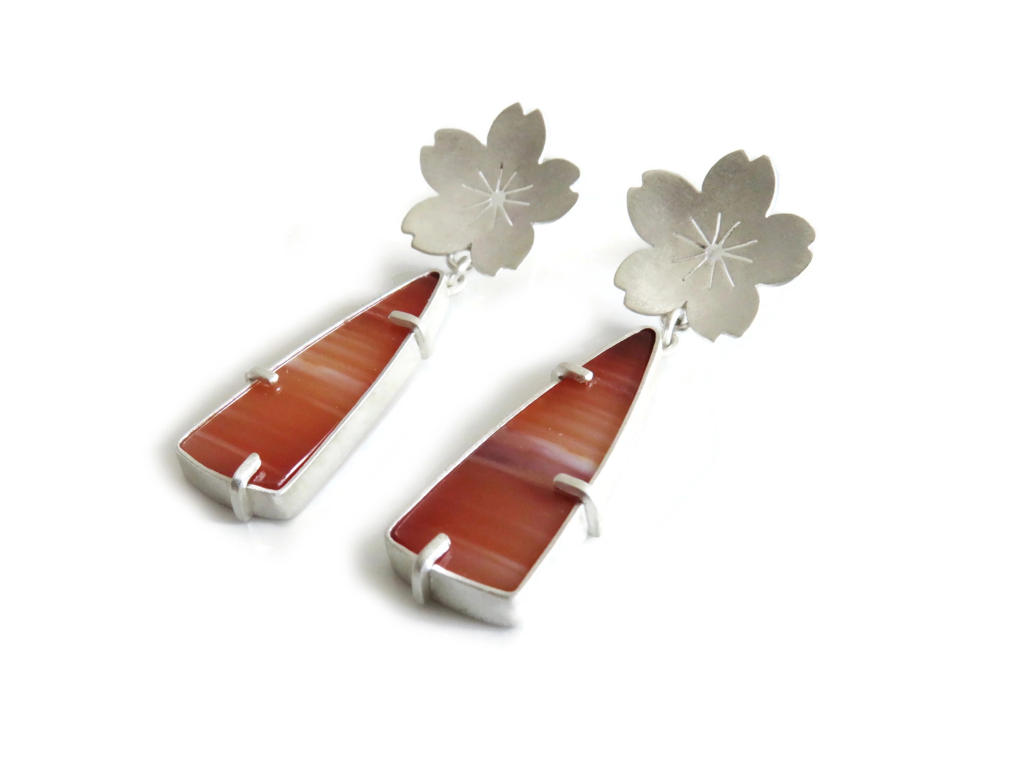 Carnelian Silver Earrings