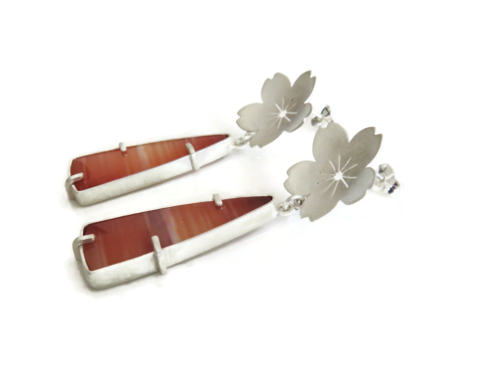 Carnelian Silver Earrings