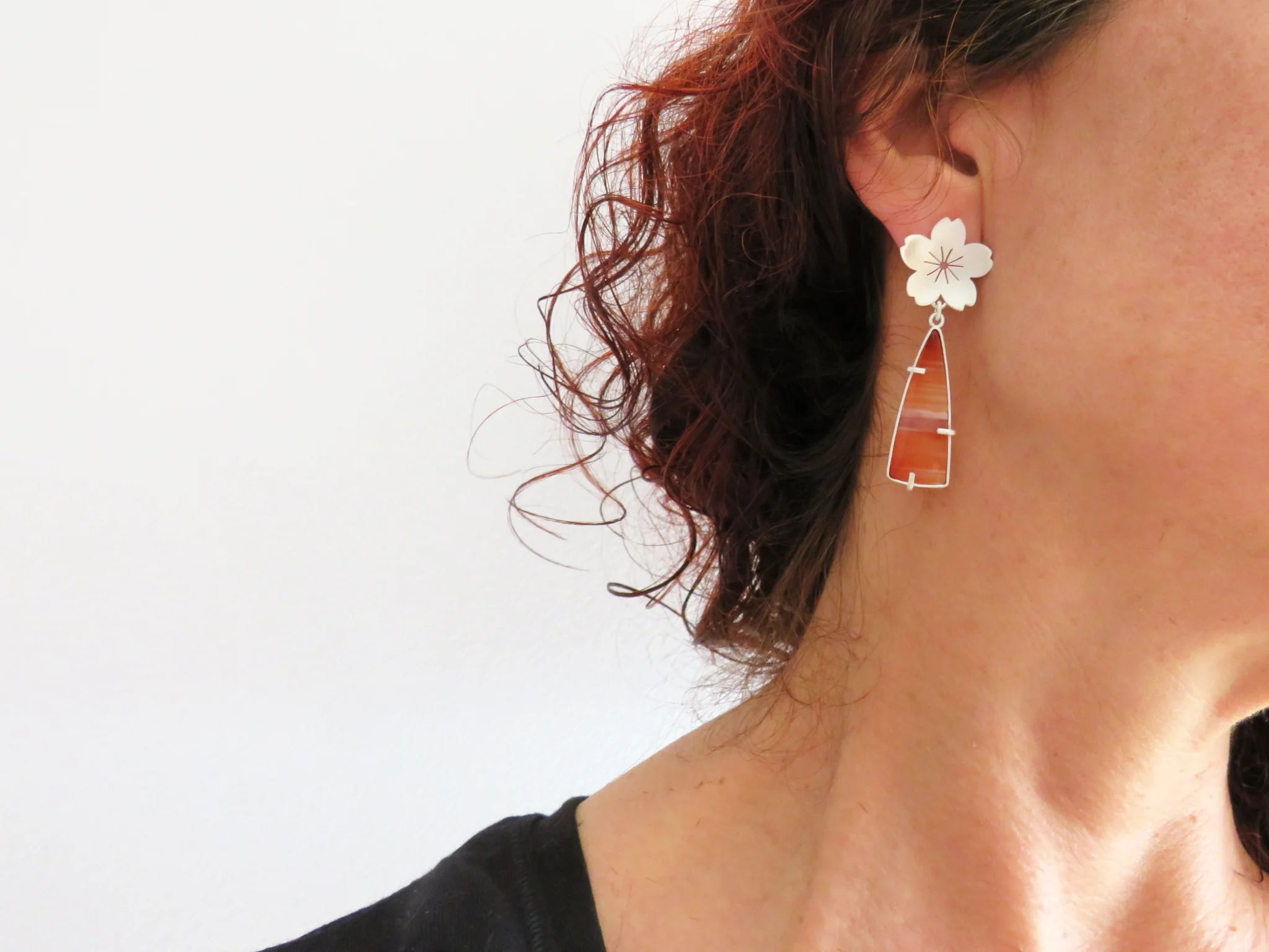 Carnelian Silver Earrings