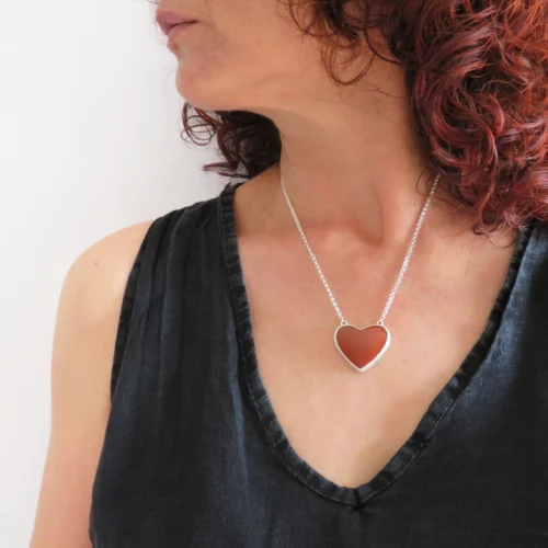 Red Jasper Heart Pendant