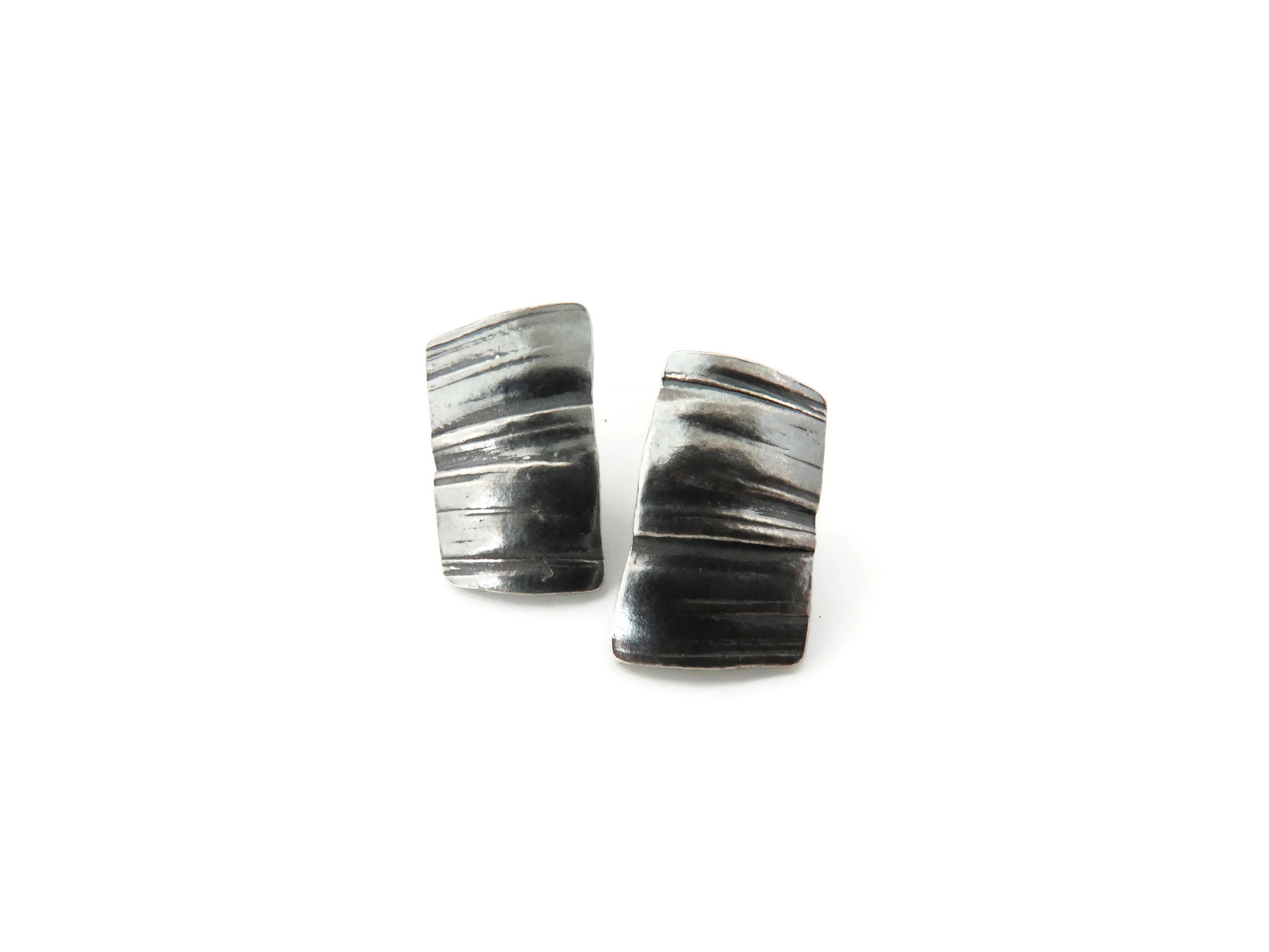 Organic Silver Stud Earrings