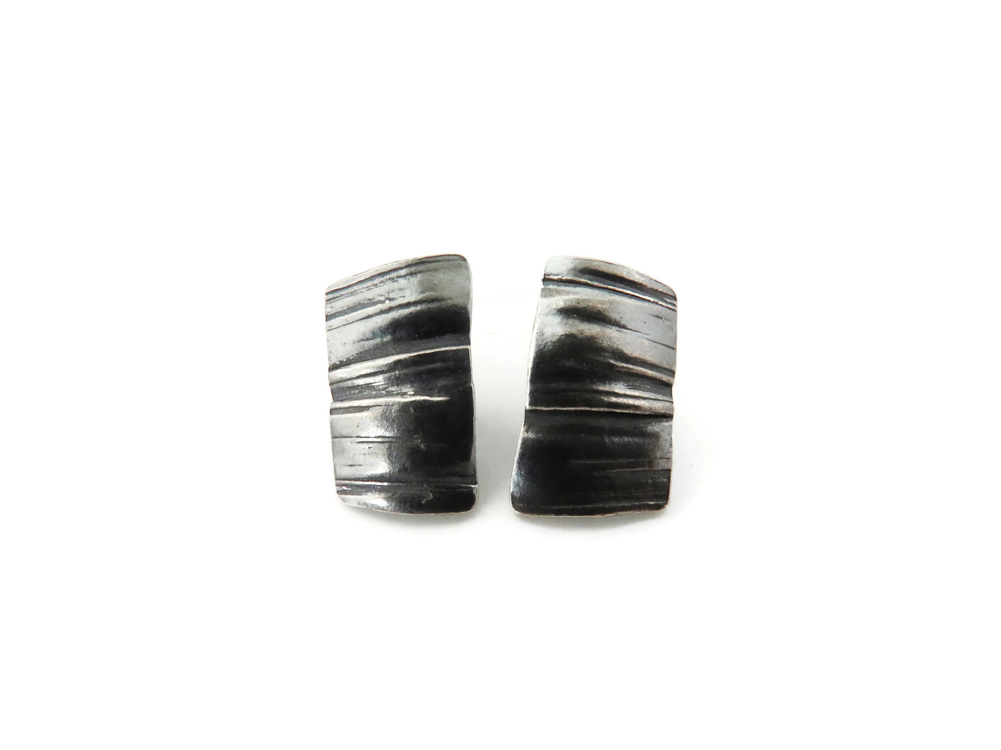 Organic Silver Stud Earrings