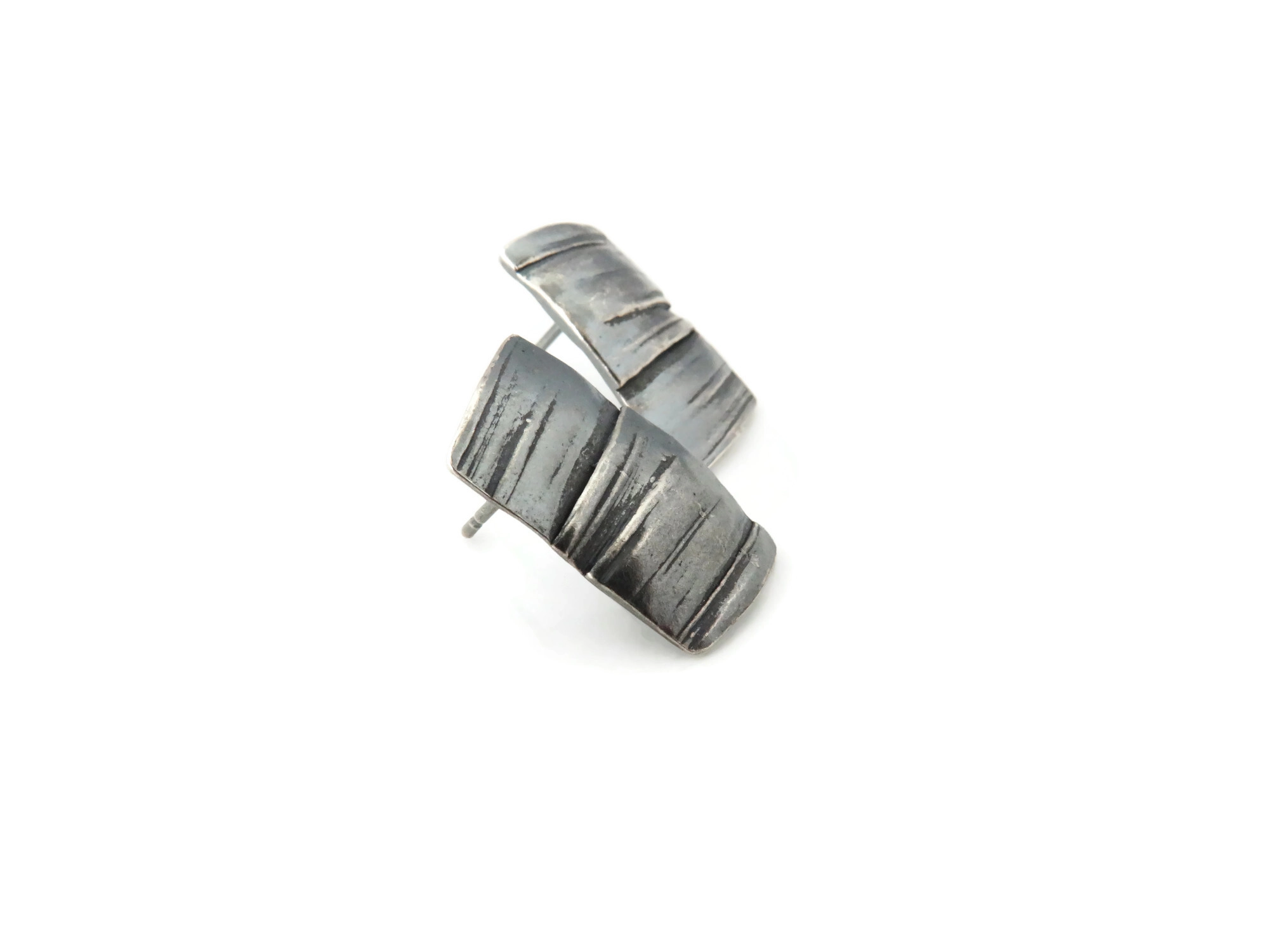 Organic Silver Stud Earrings