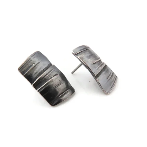 Organic Silver Stud Earrings