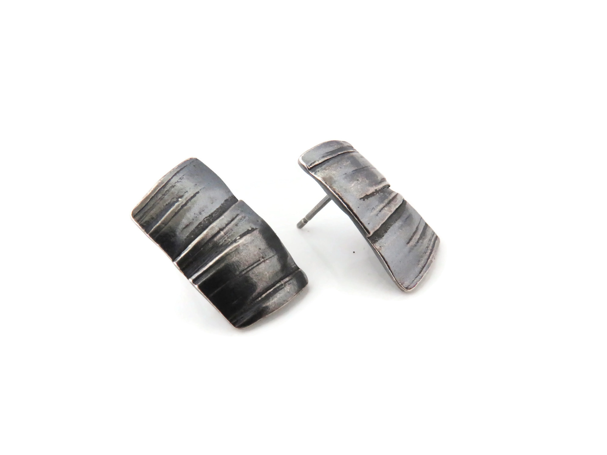 Organic Silver Stud Earrings