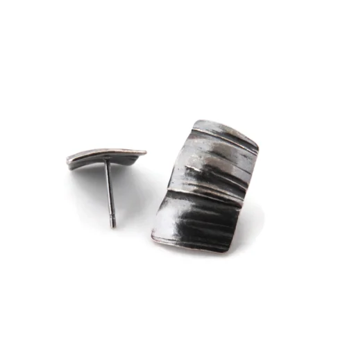 Organic Silver Stud Earrings