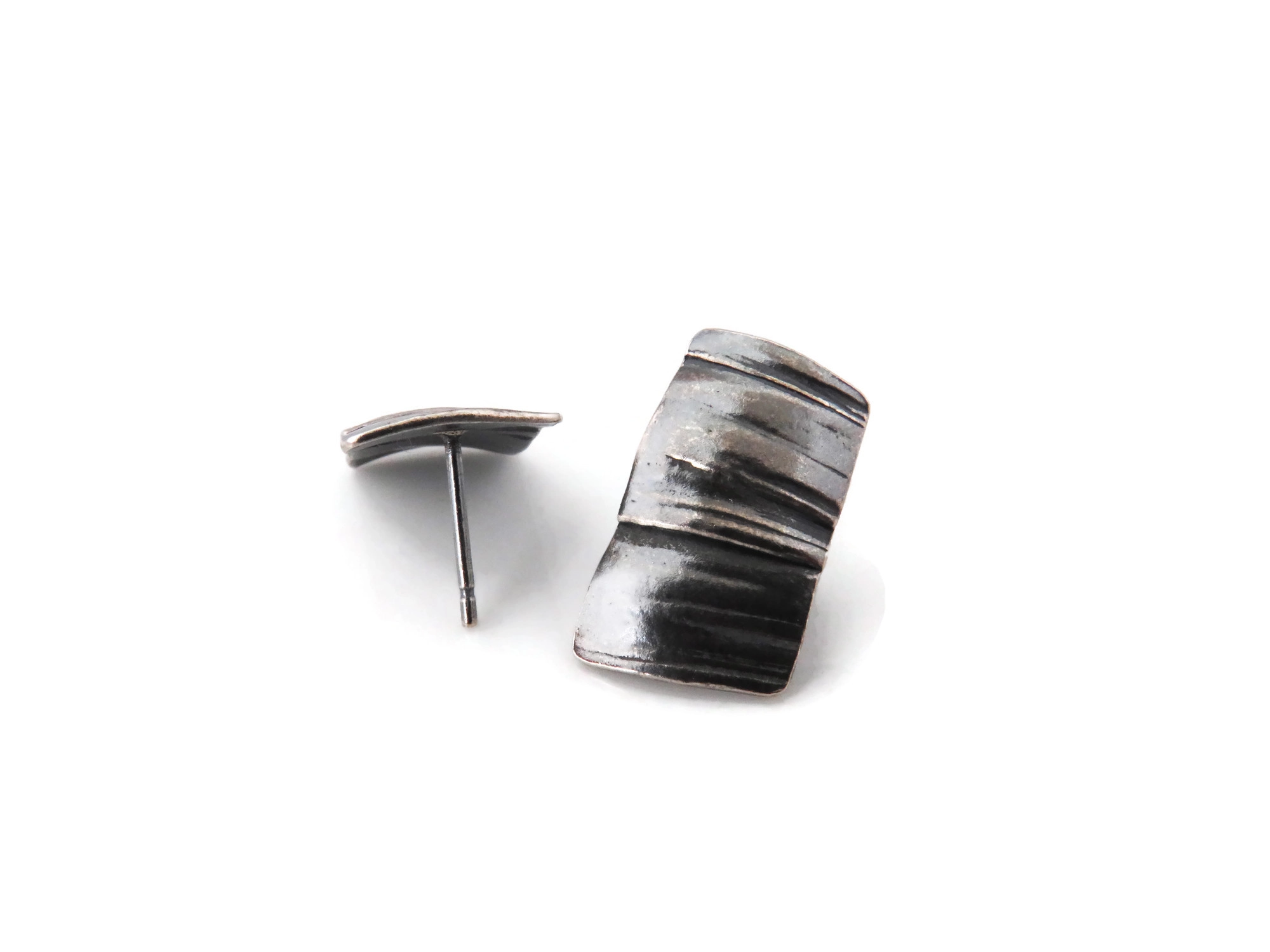 Organic Silver Stud Earrings