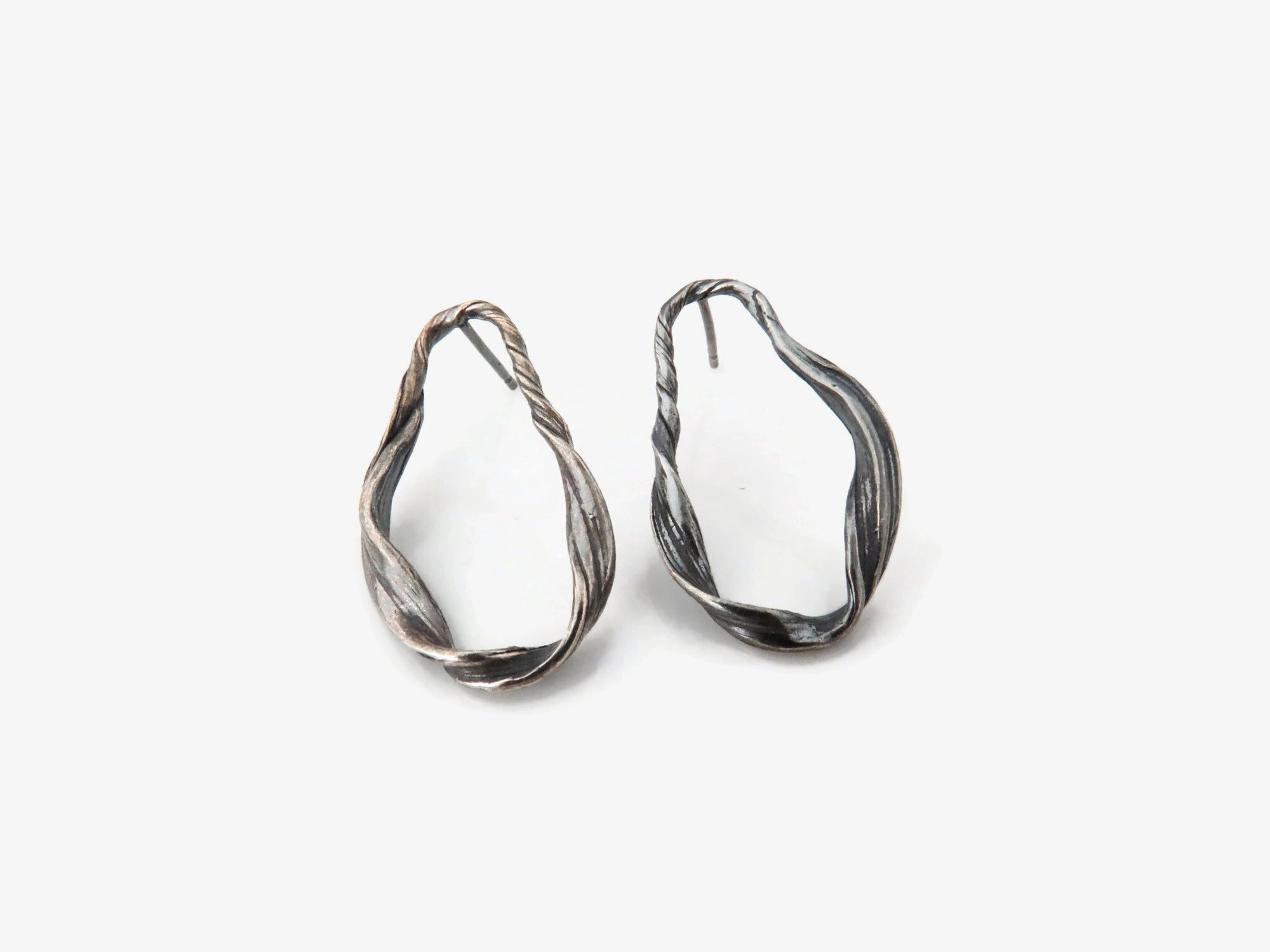 Oxidized Sculptural Silver Earrings
