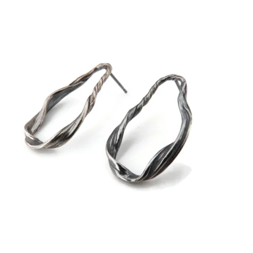 Oxidized Sculptural Silver Earrings