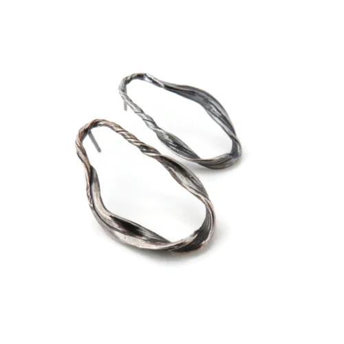 Oxidized Sculptural Silver Earrings
