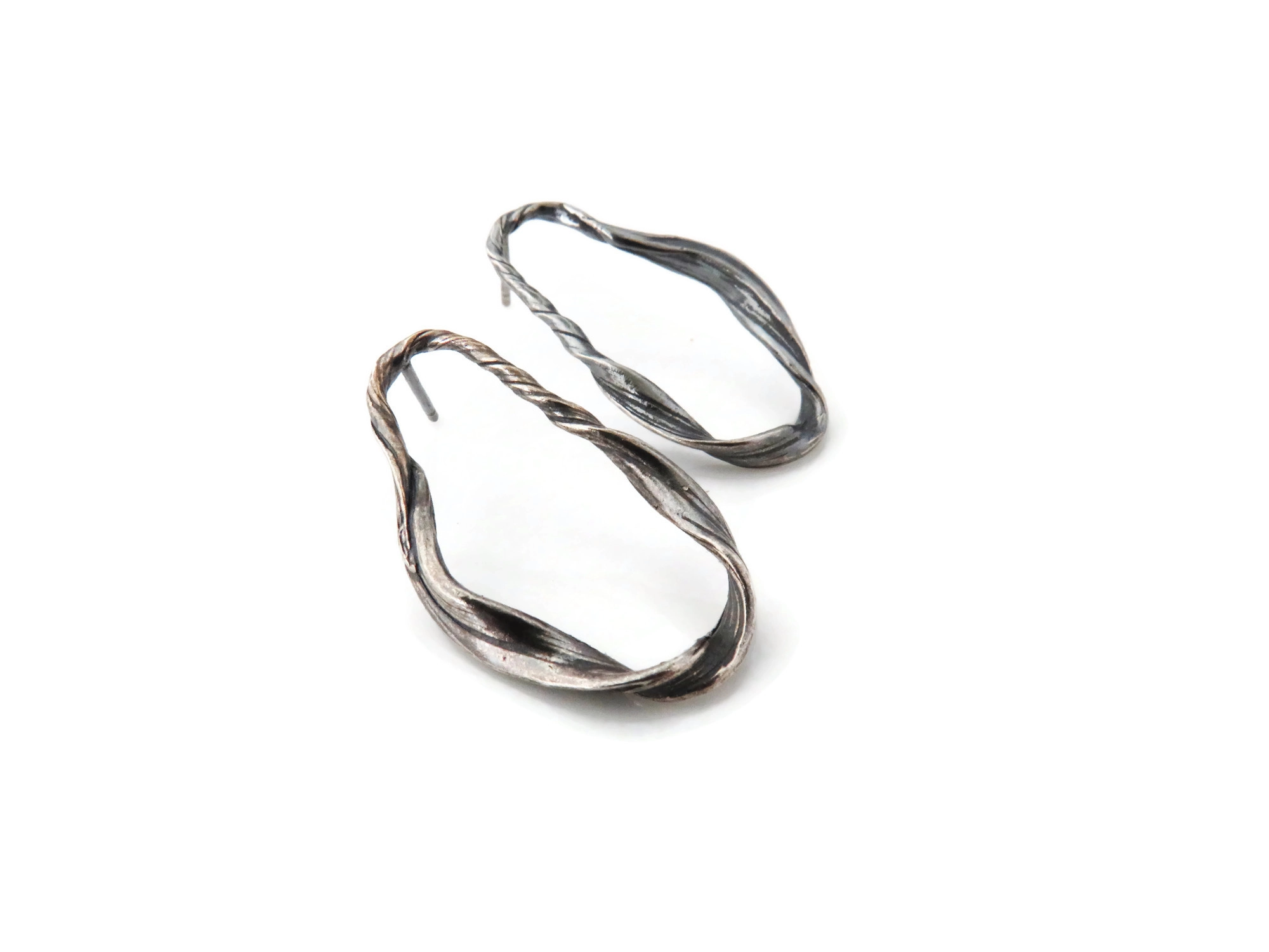 Oxidized Sculptural Silver Earrings