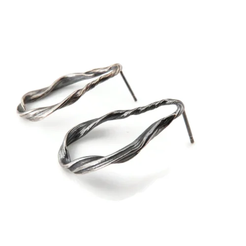 Oxidized Sculptural Silver Earrings