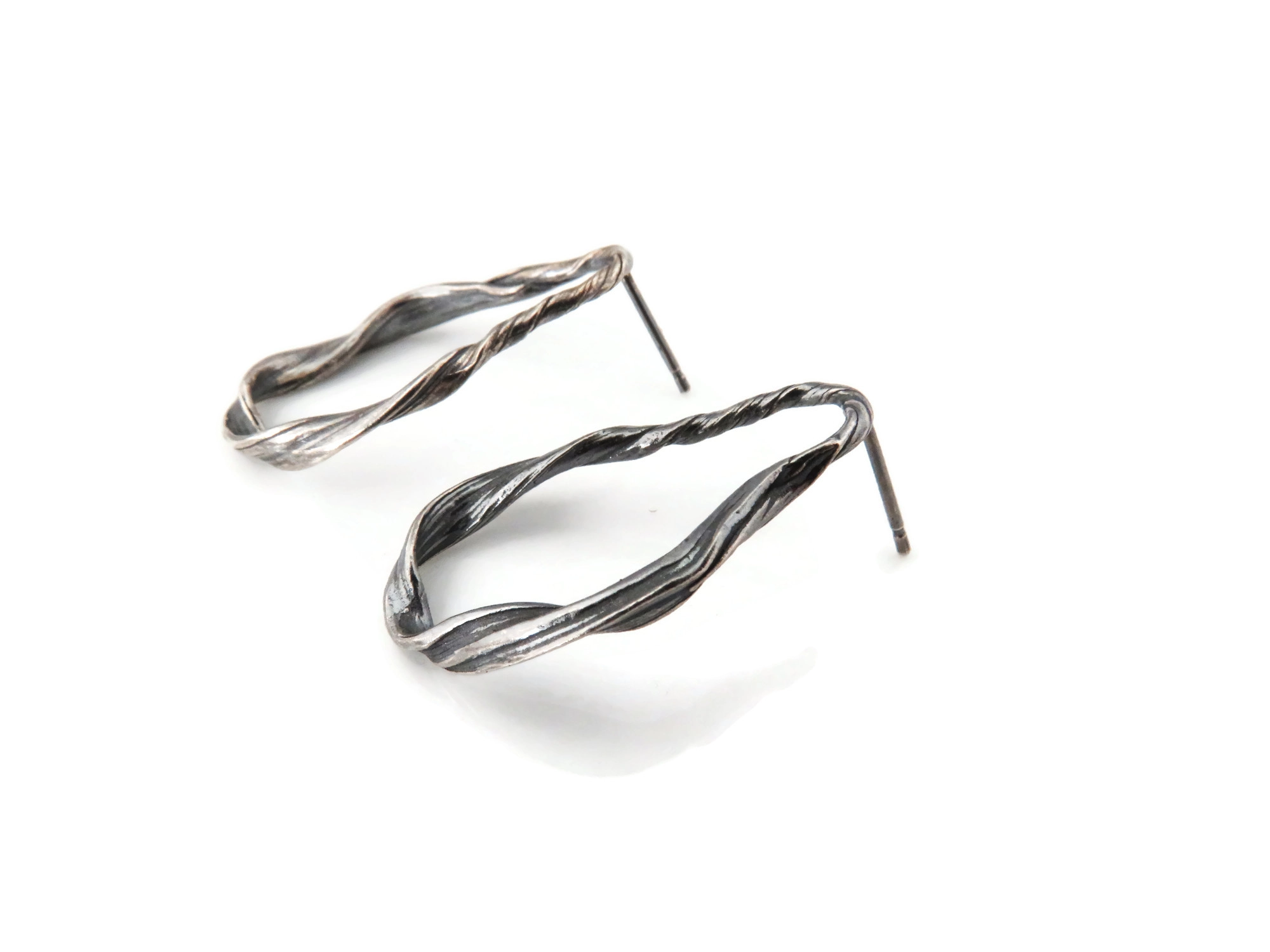 Oxidized Sculptural Silver Earrings