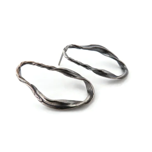 Oxidized Sculptural Silver Earrings