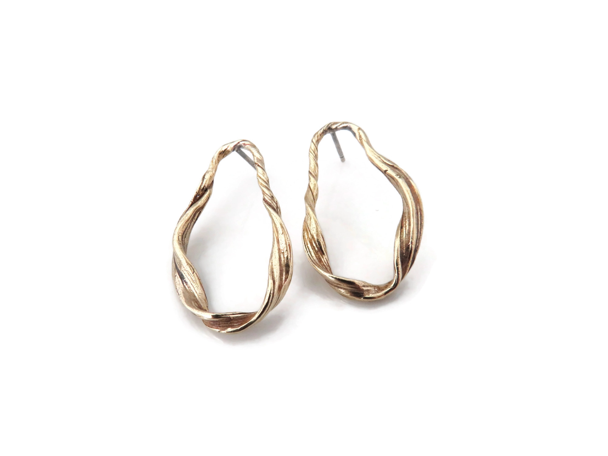 Sculptural Bronze Earrings with Organic Texture