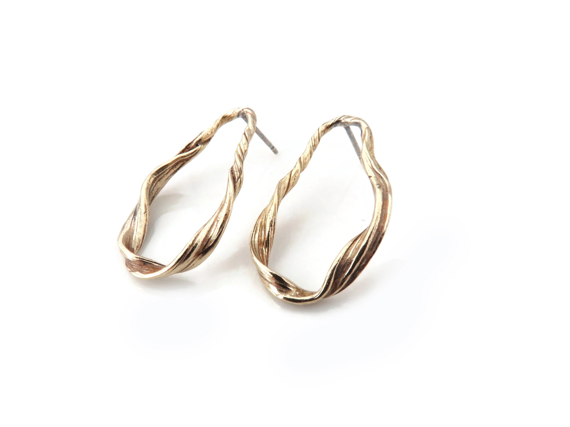 Sculptural Bronze Earrings with Organic Texture