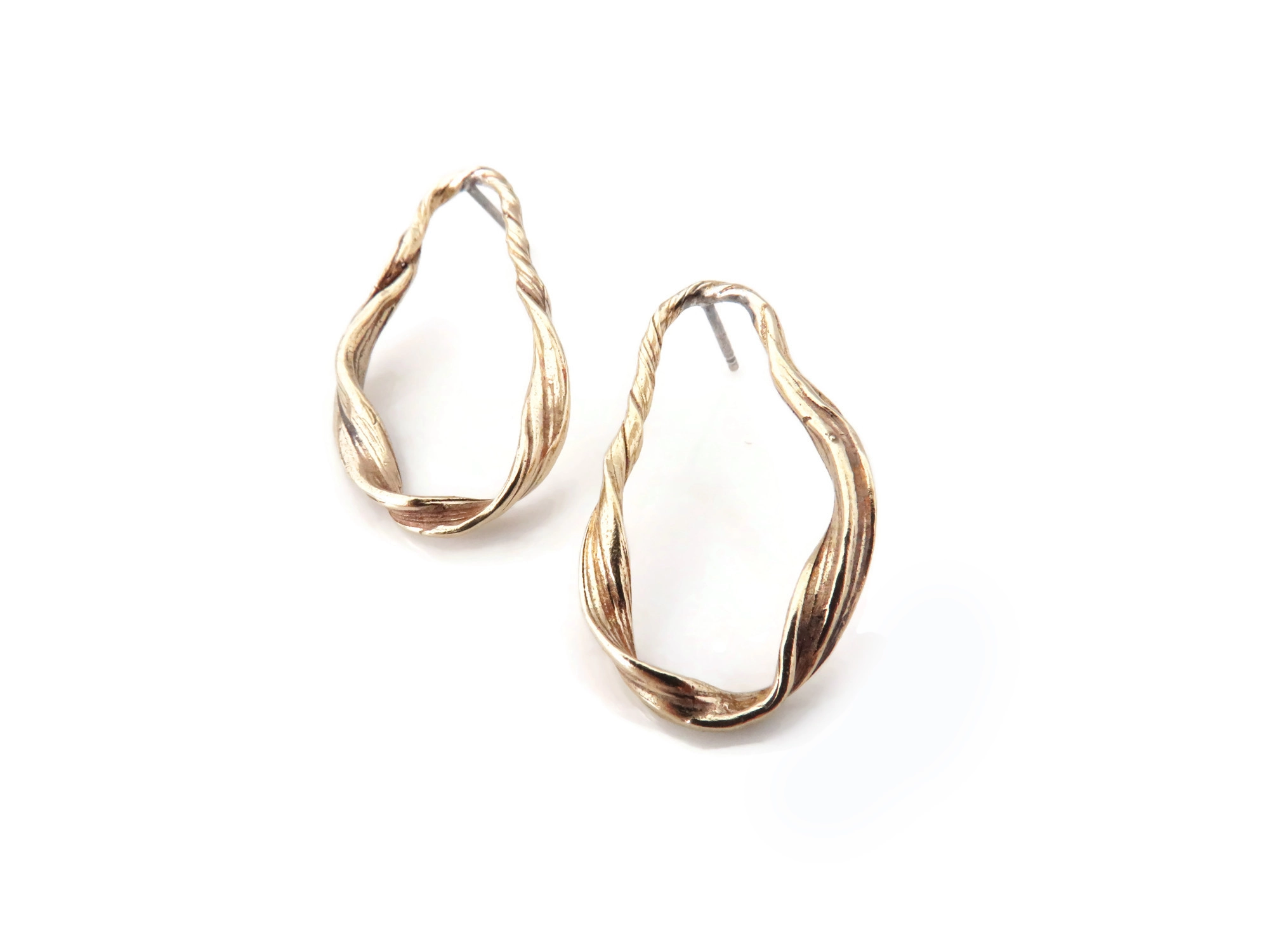 Sculptural Bronze Earrings with Organic Texture