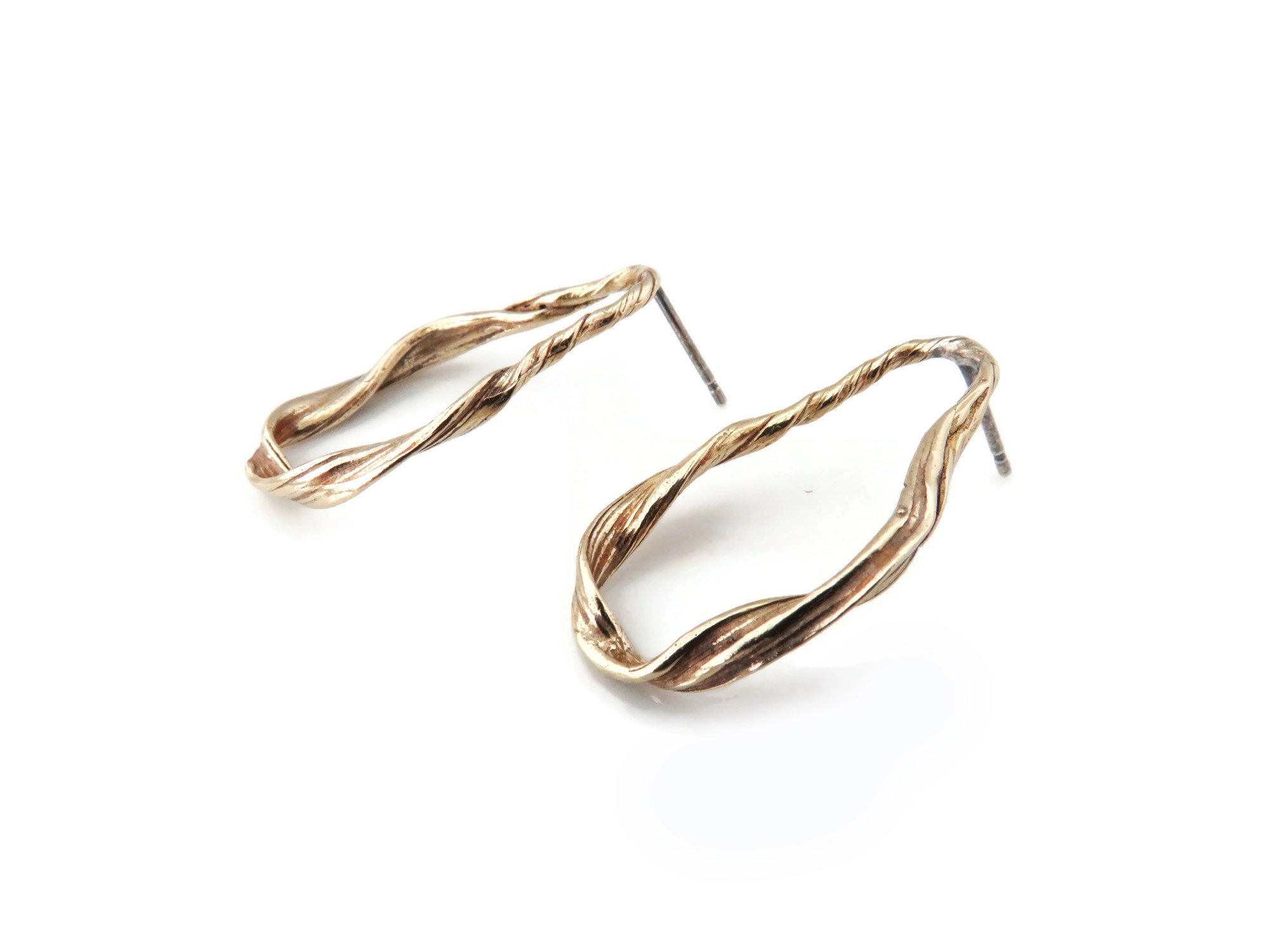Sculptural Bronze Earrings with Organic Texture
