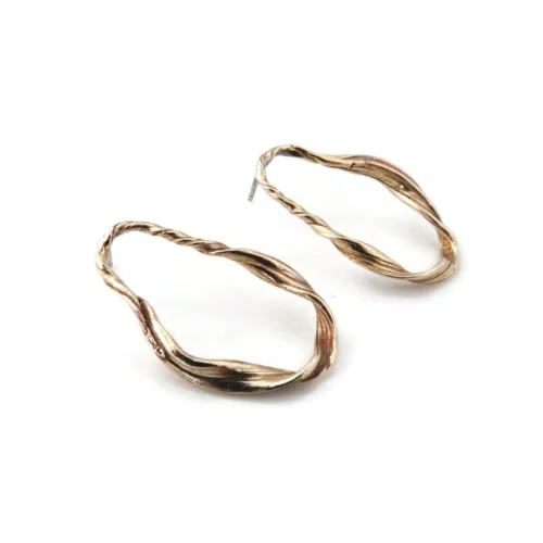 Sculptural Bronze Earrings with Organic Texture