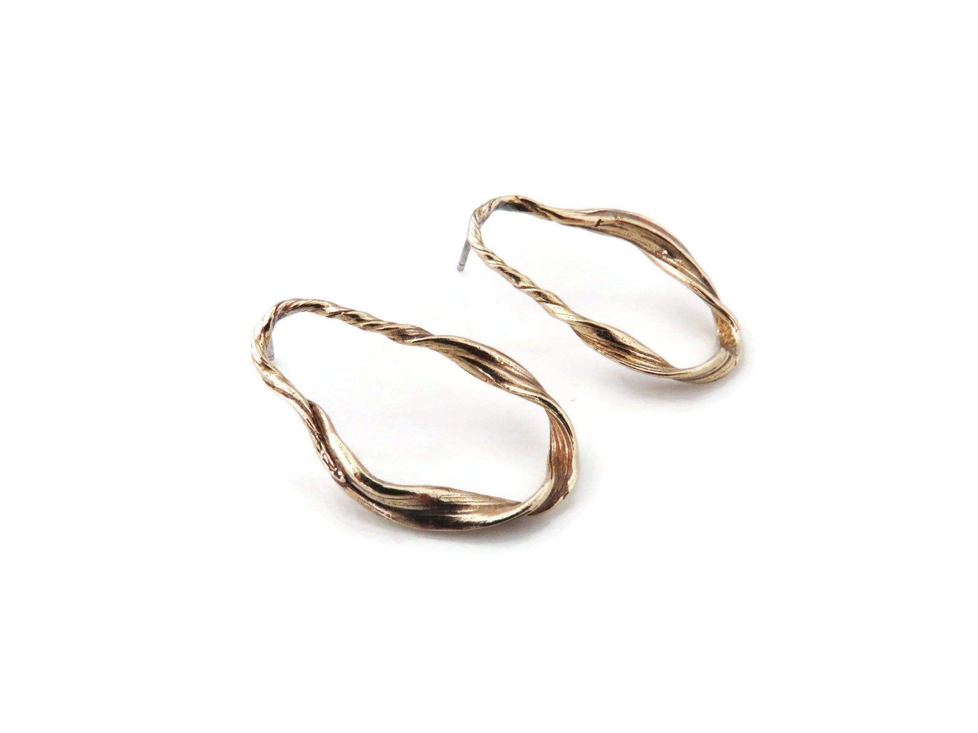 Sculptural Bronze Earrings with Organic Texture