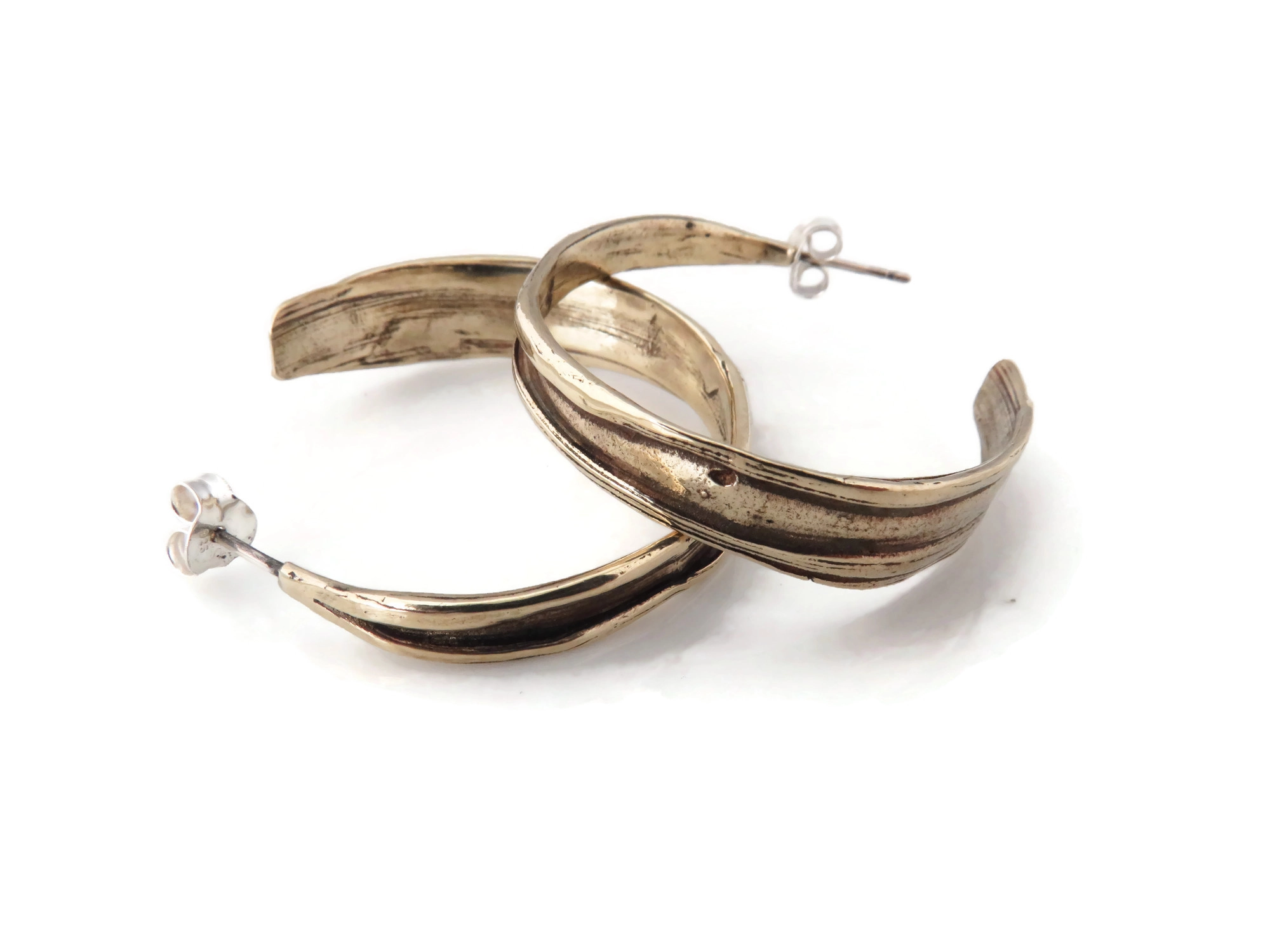 Patinated Bronze Hoops Earrings