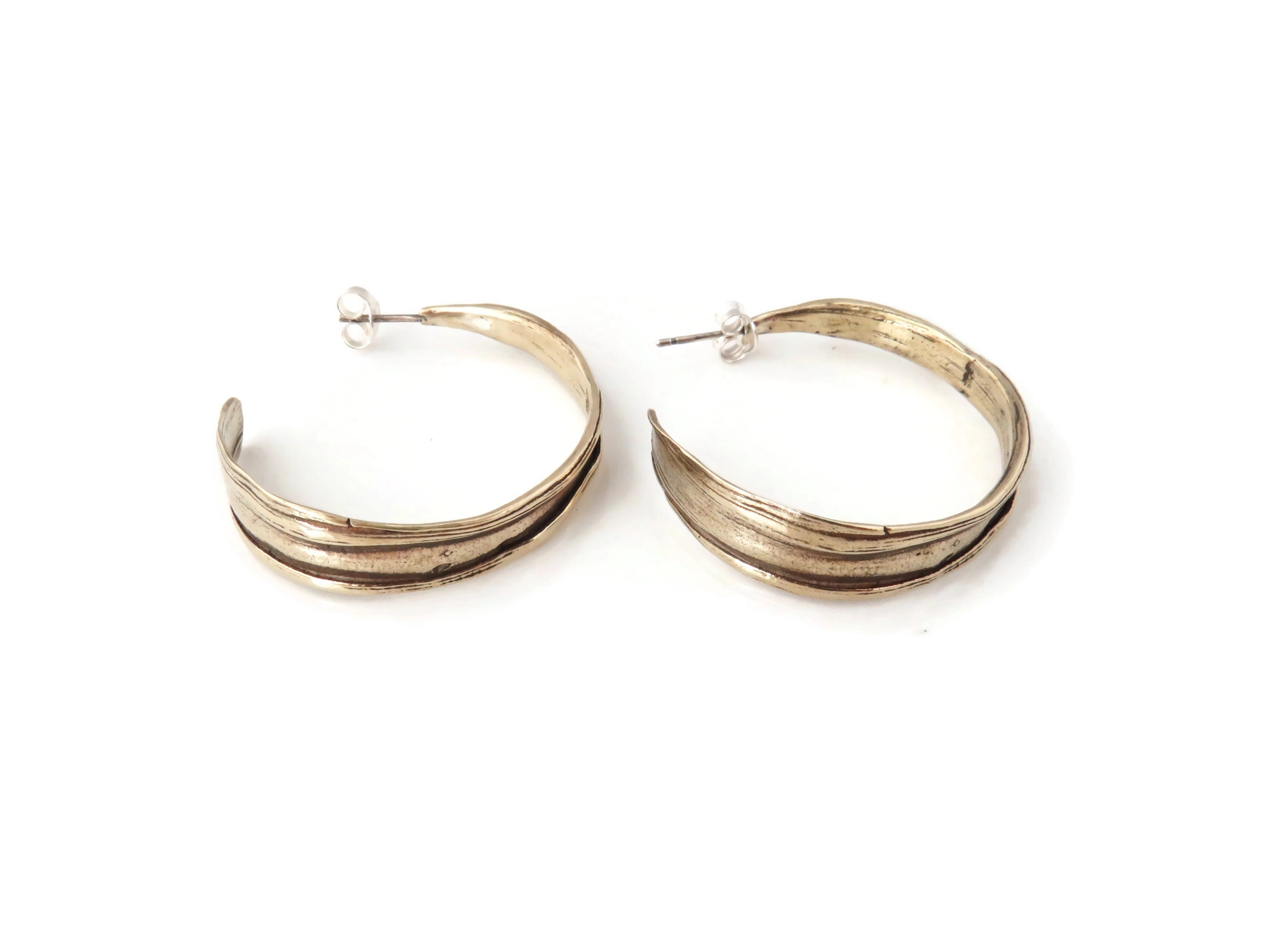 Patinated Bronze Hoops Earrings