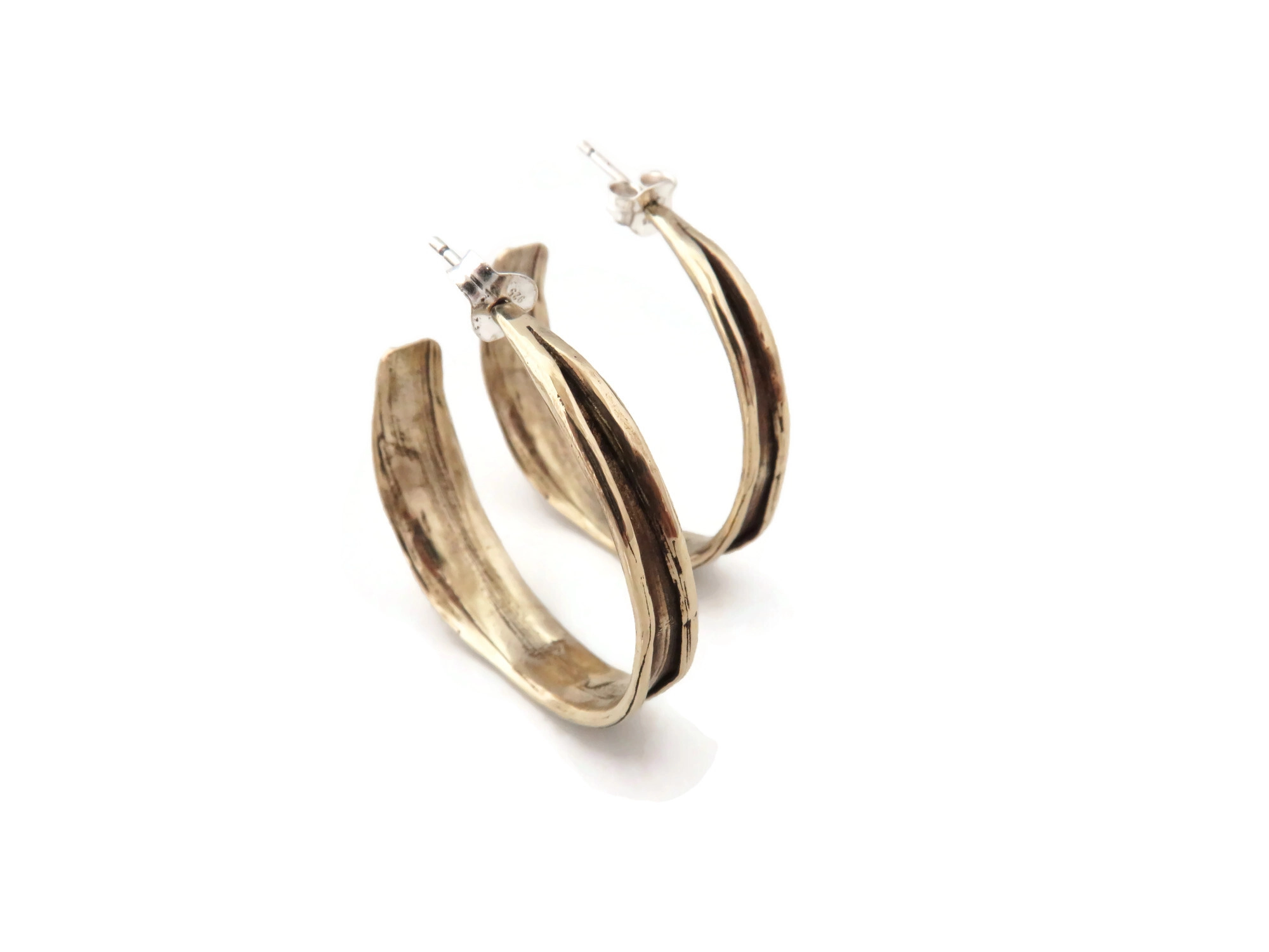 Patinated Bronze Hoops Earrings