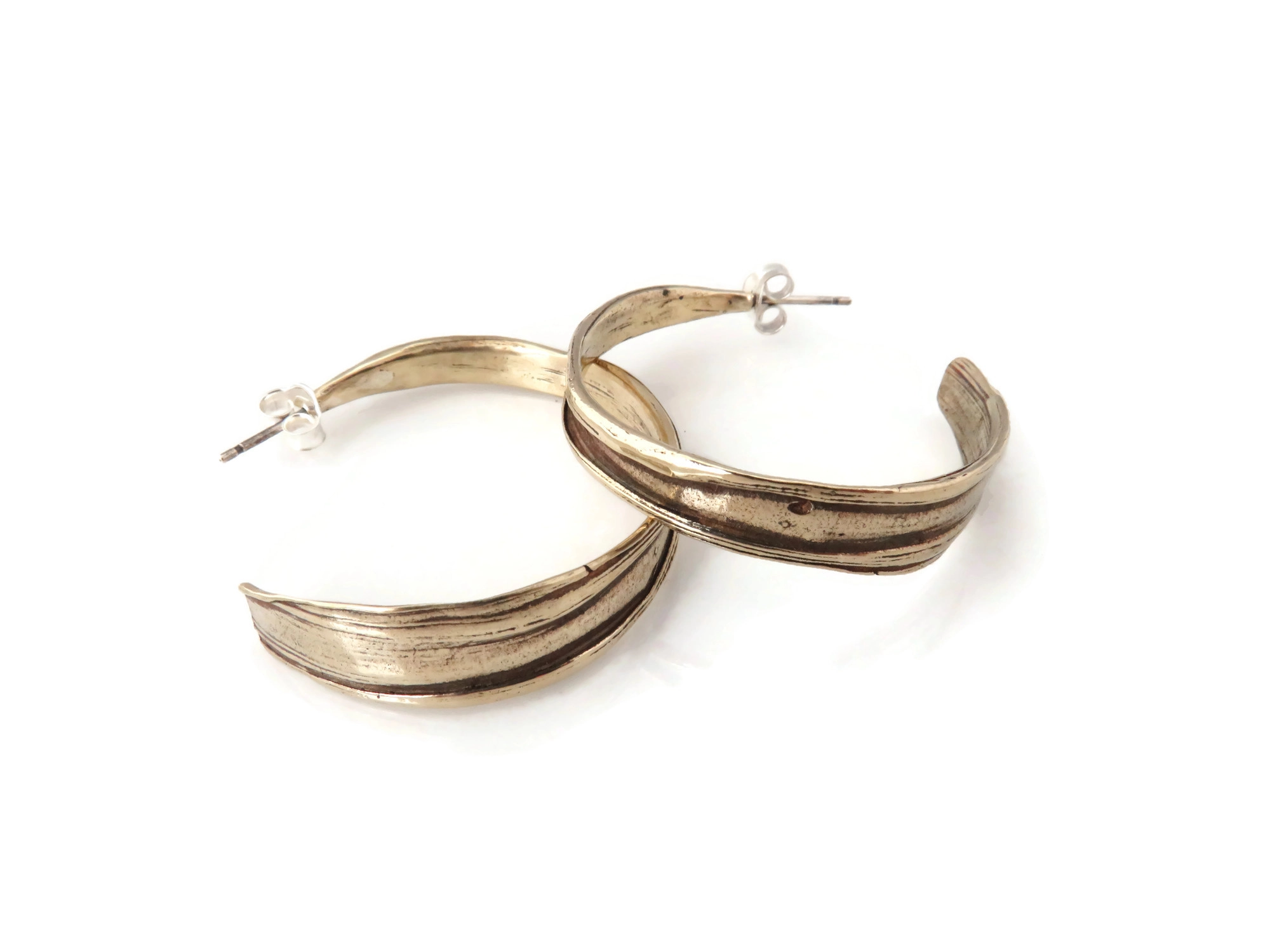 Patinated Bronze Hoops Earrings