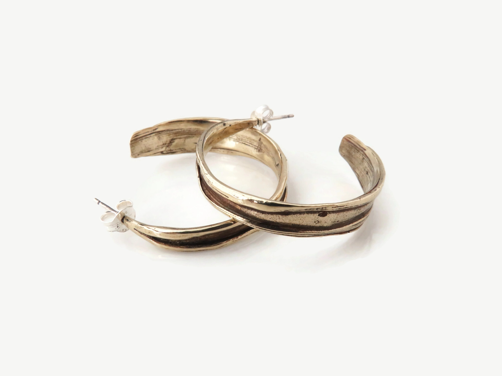 Patinated Bronze Hoops Earrings