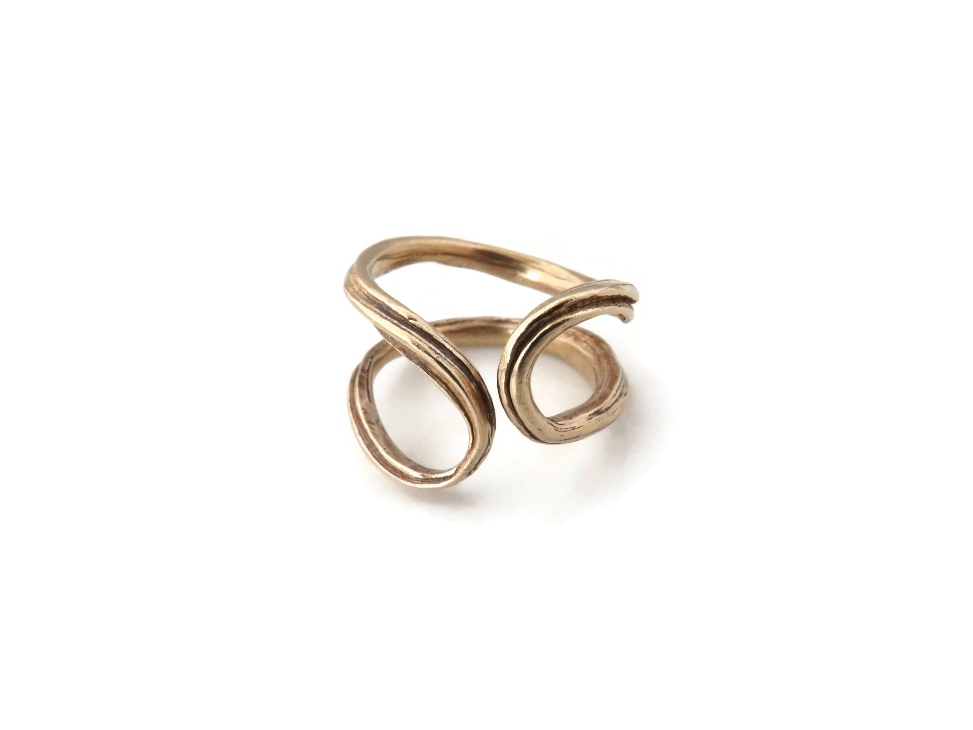 Adjustable Patinated Bronze Organic Ring