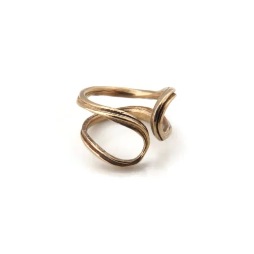 Adjustable Patinated Bronze Organic Ring