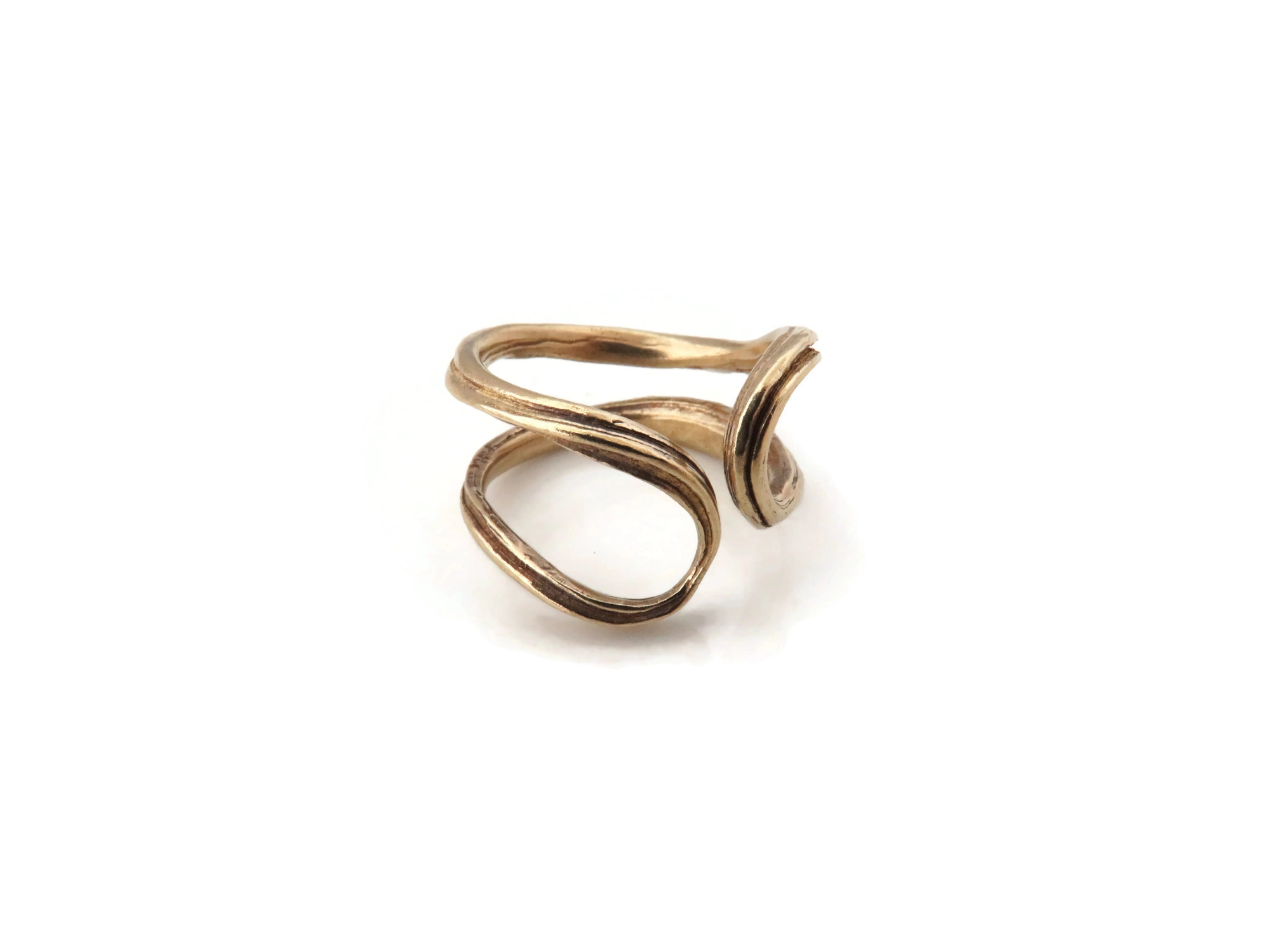 Adjustable Patinated Bronze Organic Ring