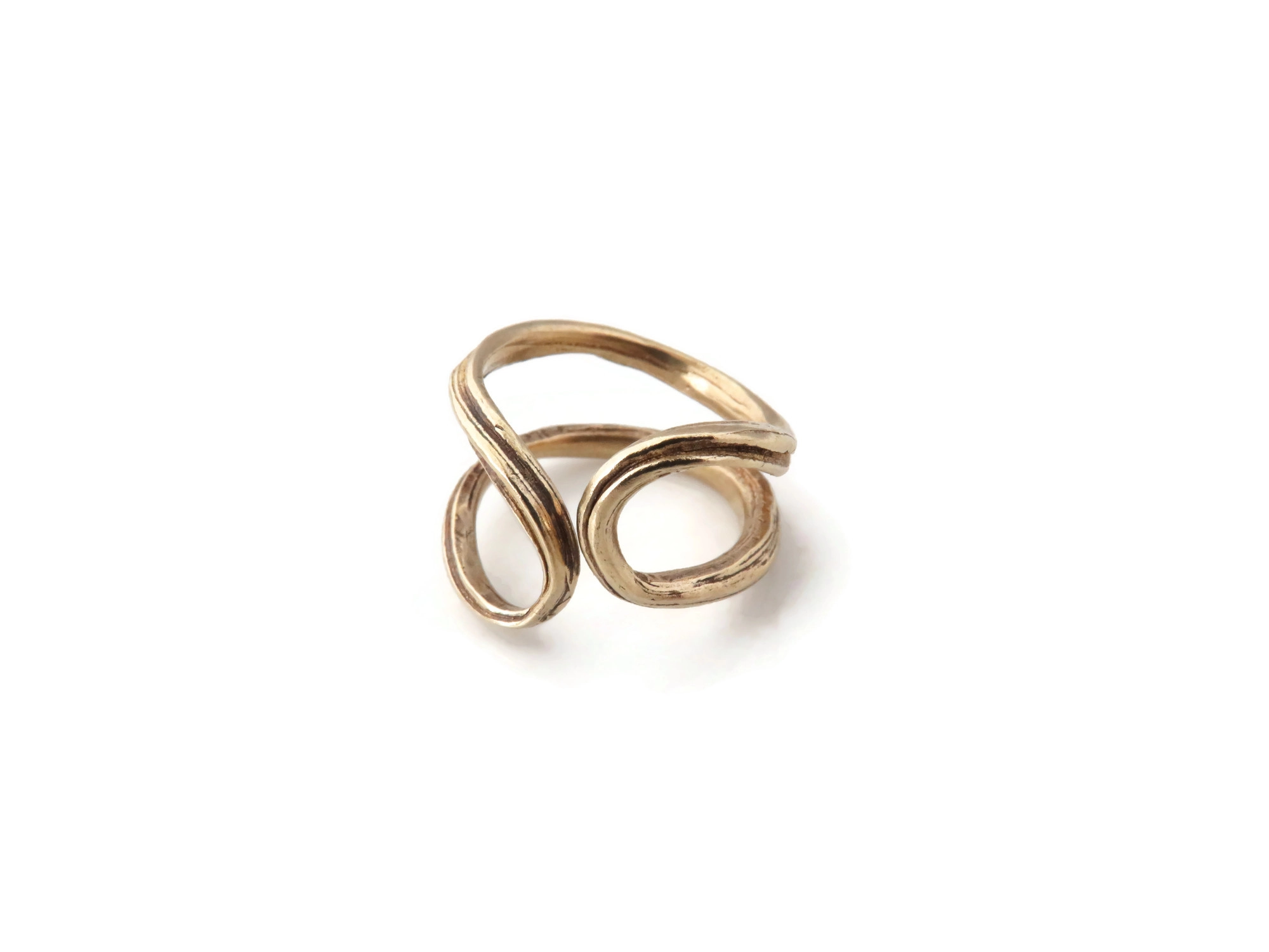 Adjustable Patinated Bronze Organic Ring