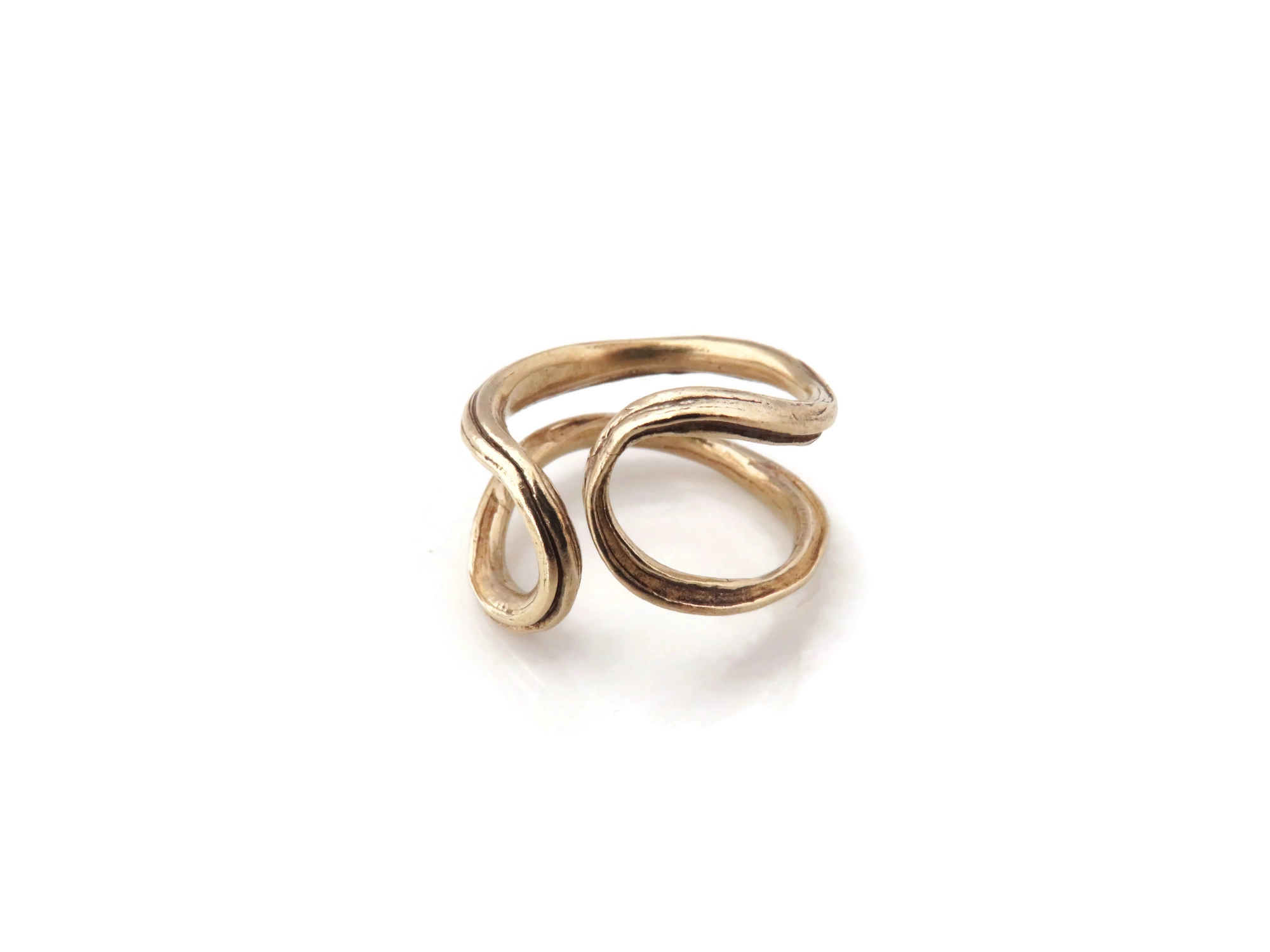 Adjustable Patinated Bronze Organic Ring