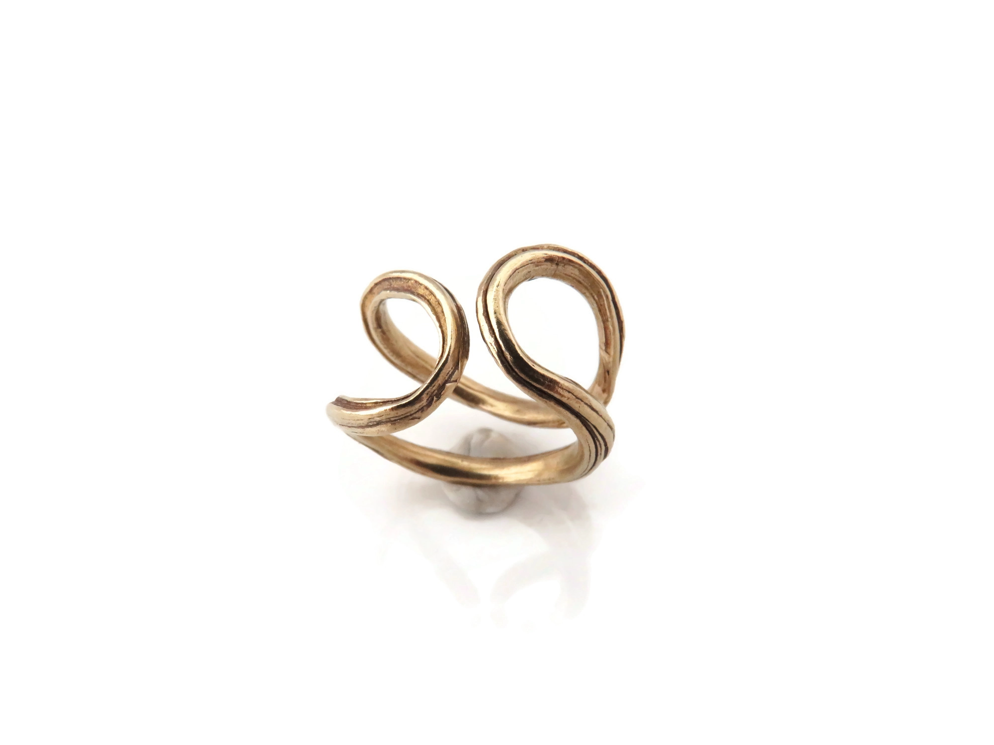 Adjustable Patinated Bronze Organic Ring