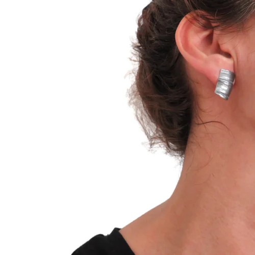 Organic Silver Stud Earrings