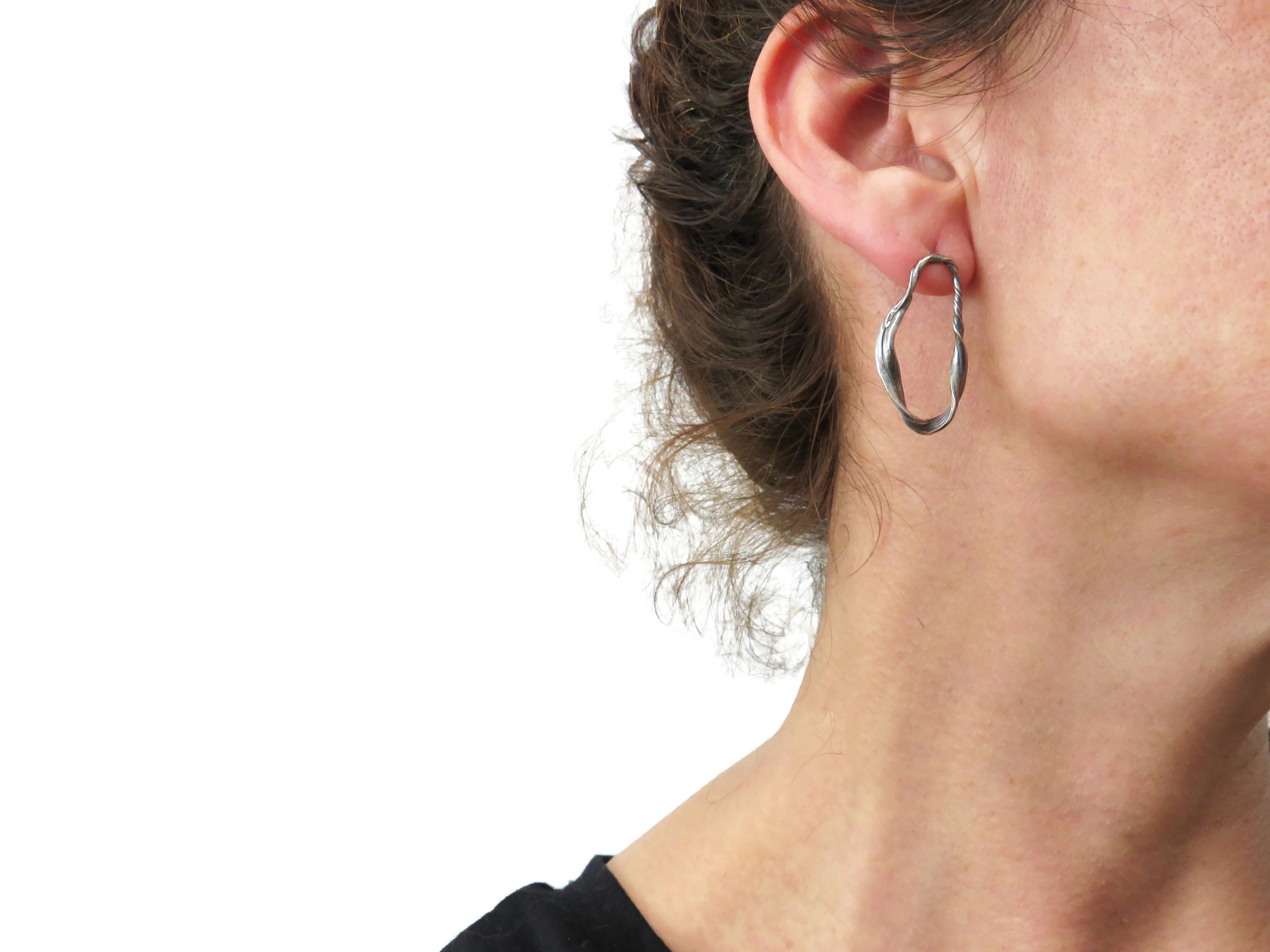 Oxidized Sculptural Silver Earrings