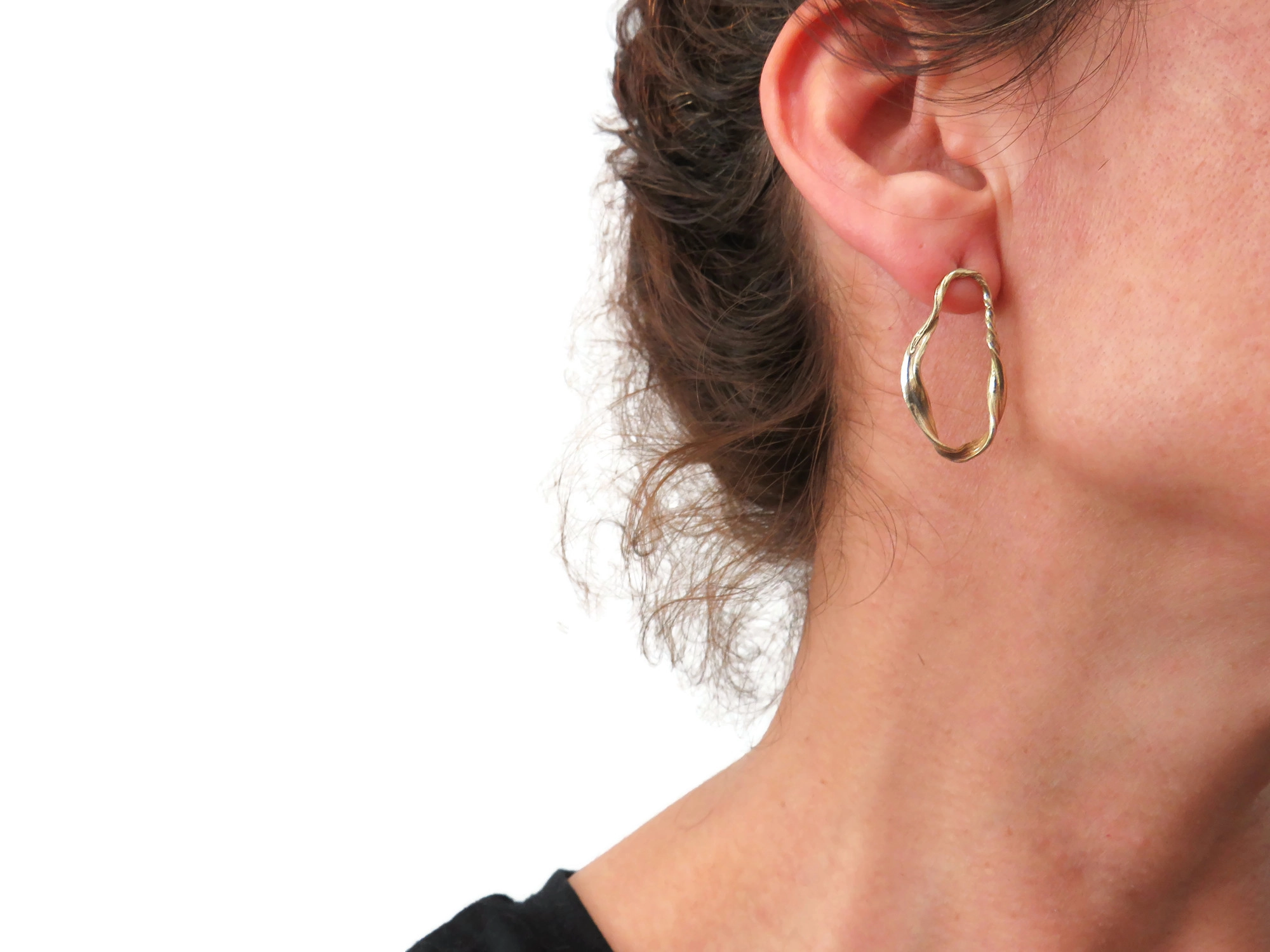Sculptural Bronze Earrings with Organic Texture