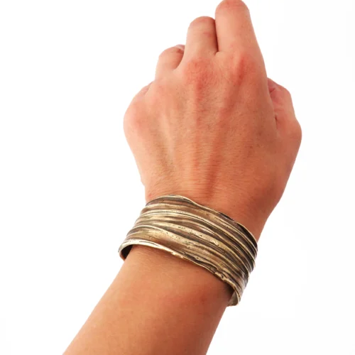 Wide Patinated Bronze Cuff Bracelet
