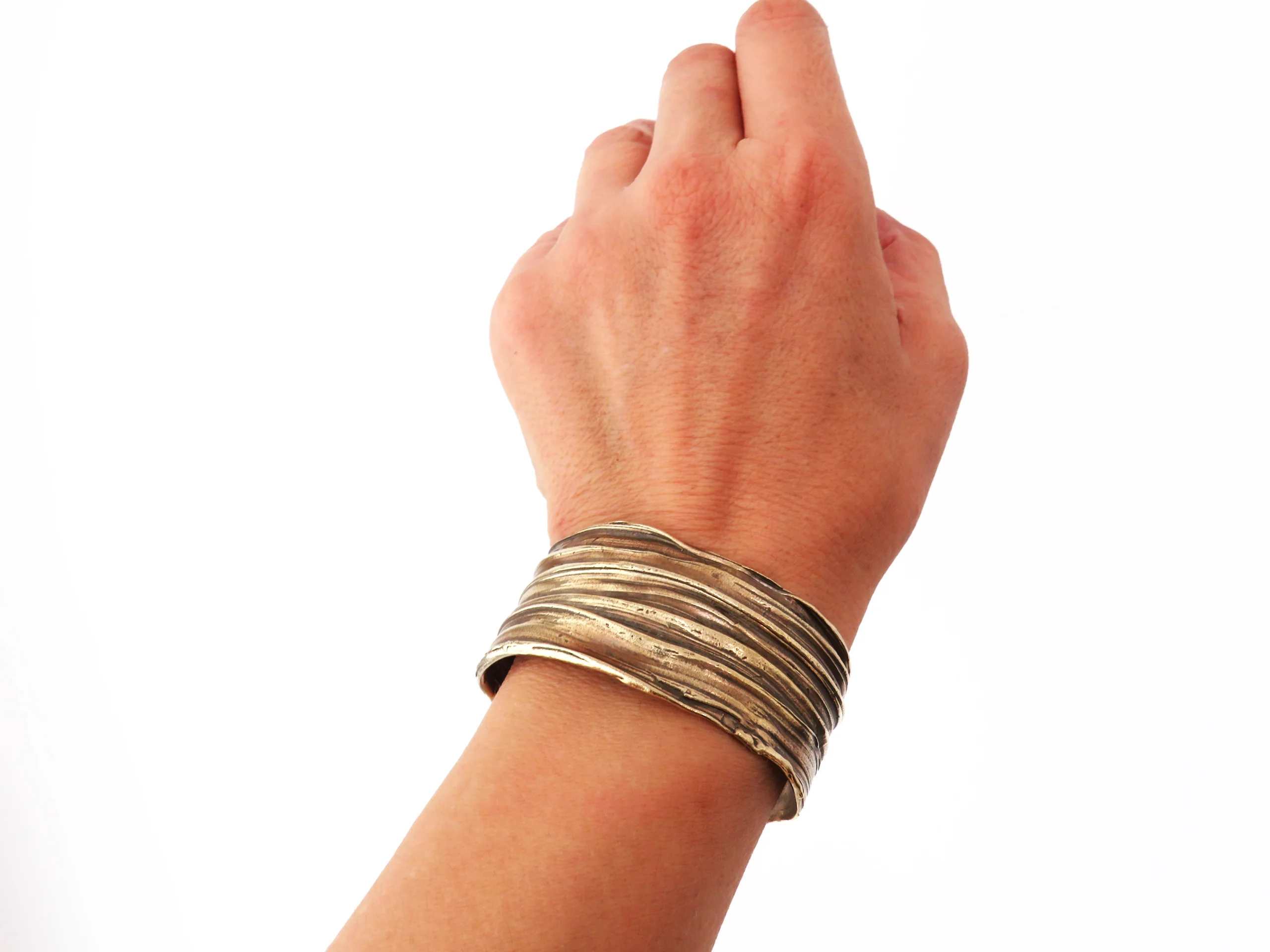 Wide Patinated Bronze Cuff Bracelet