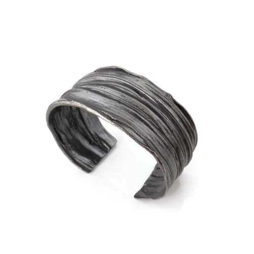 Wide Oxidized Silver Cuff Bracelet