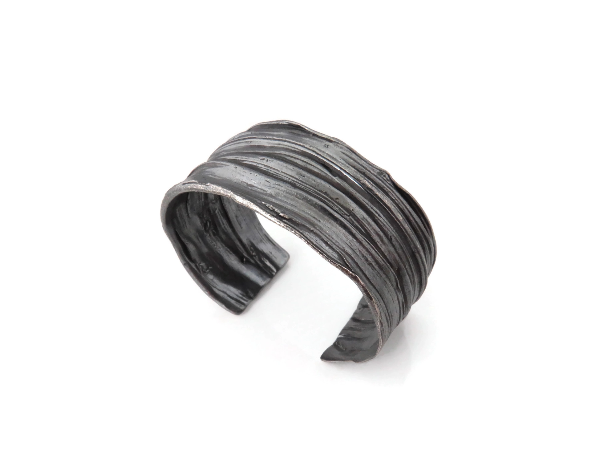 Wide Oxidized Silver Cuff Bracelet