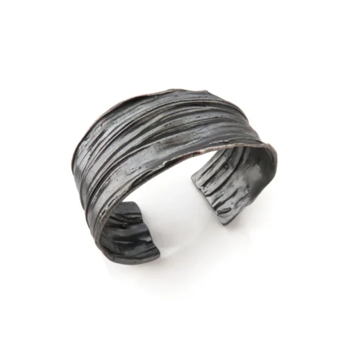 Wide Oxidized Silver Cuff Bracelet