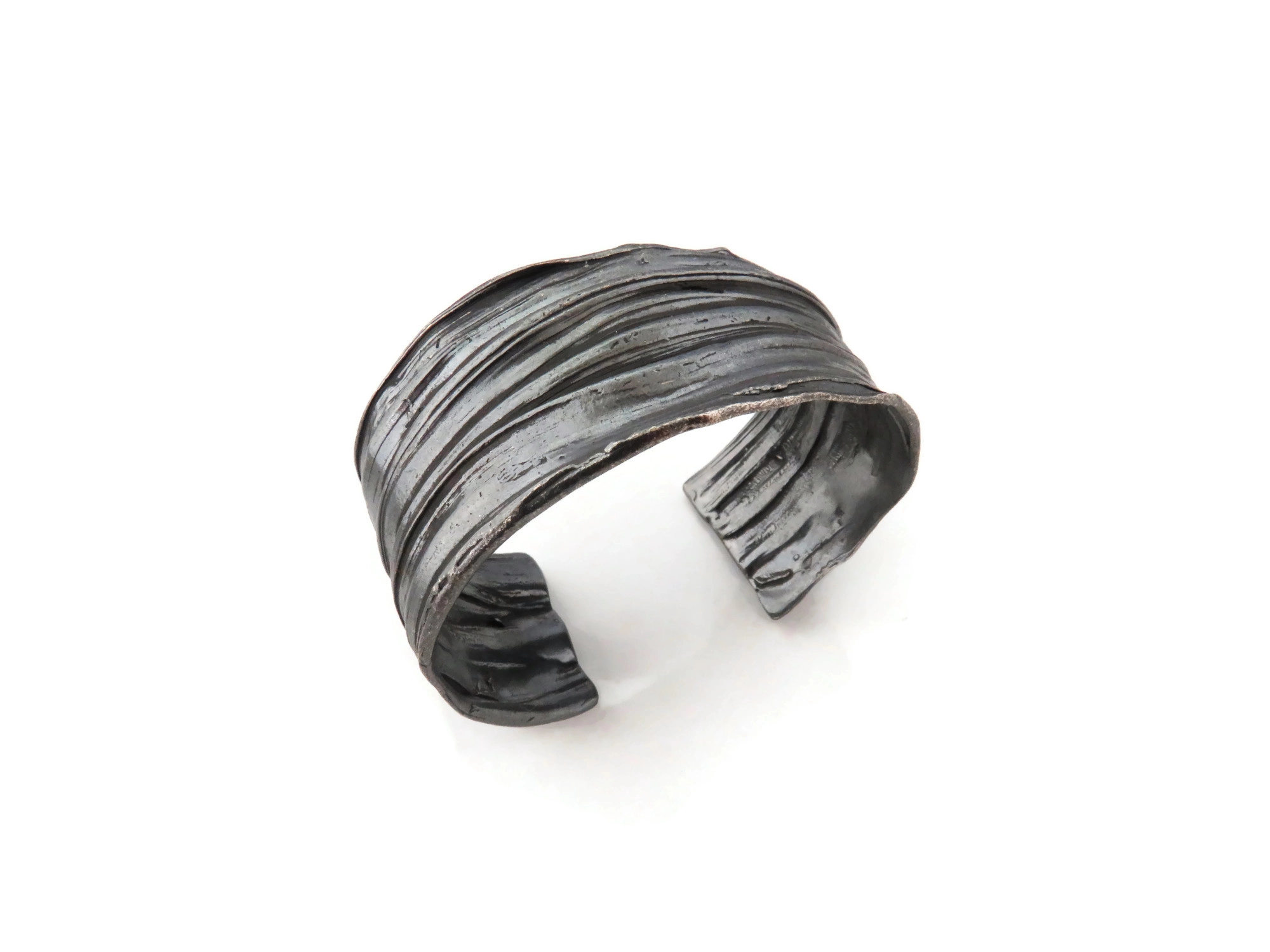 Wide Oxidized Silver Cuff Bracelet