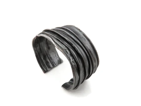 Wide Oxidized Silver Cuff Bracelet